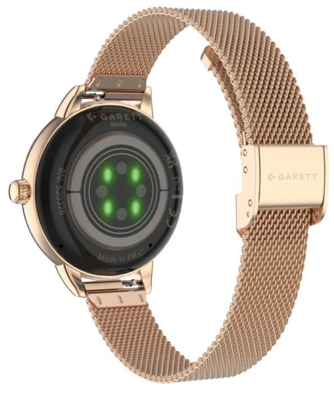 Smartwatch damski Garett Stella różowe złoto mesh AMOLED 1,1″ + biały pasek (4).jpg